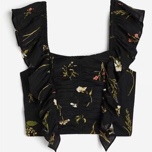 H&M Linen Blend Cropped Blouse